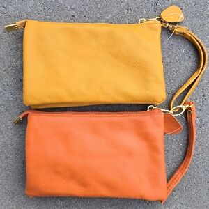 Brand New Set Of 2 Cross-Body Wristlet Bag. Soft Faux Leather.